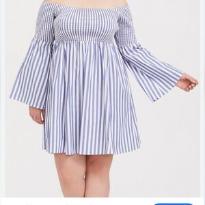 NEW TORRID BLUE SMOCKED SKATER DRESS ...SIZE:00